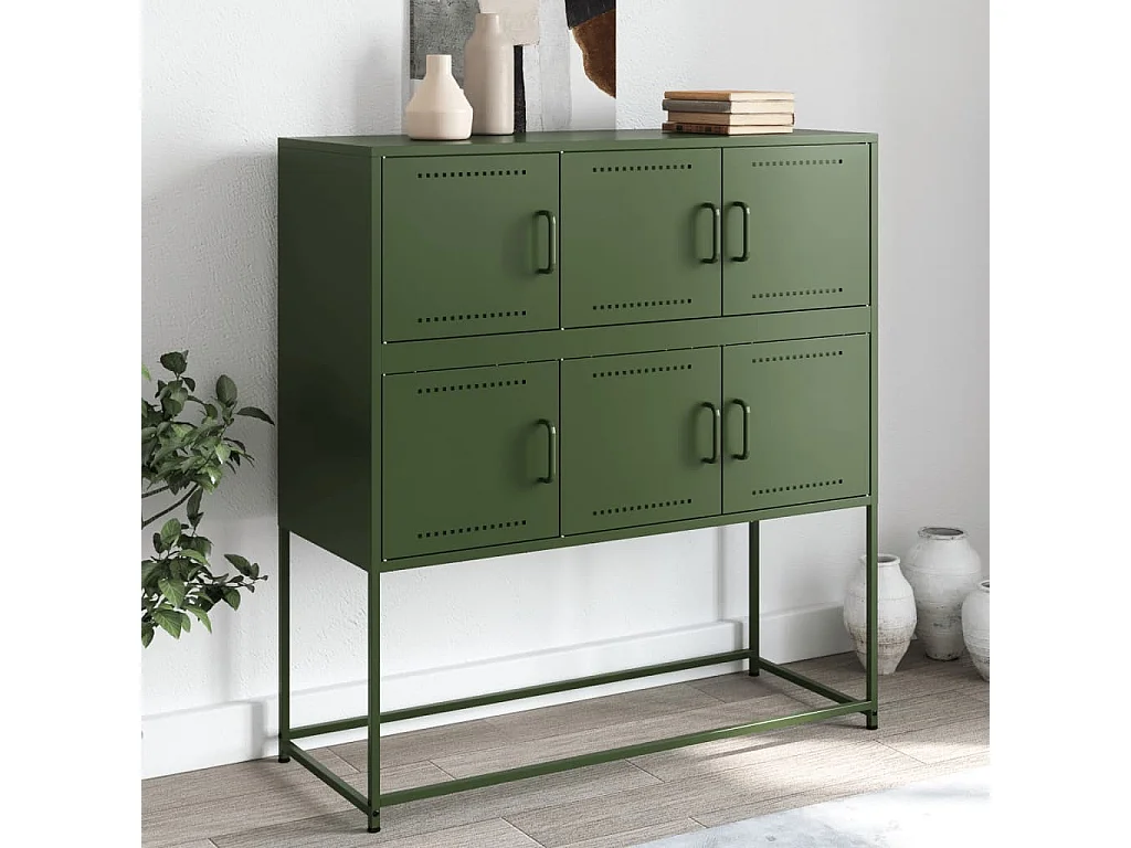 Buffet vert olive 100,5x39x107 cm acier