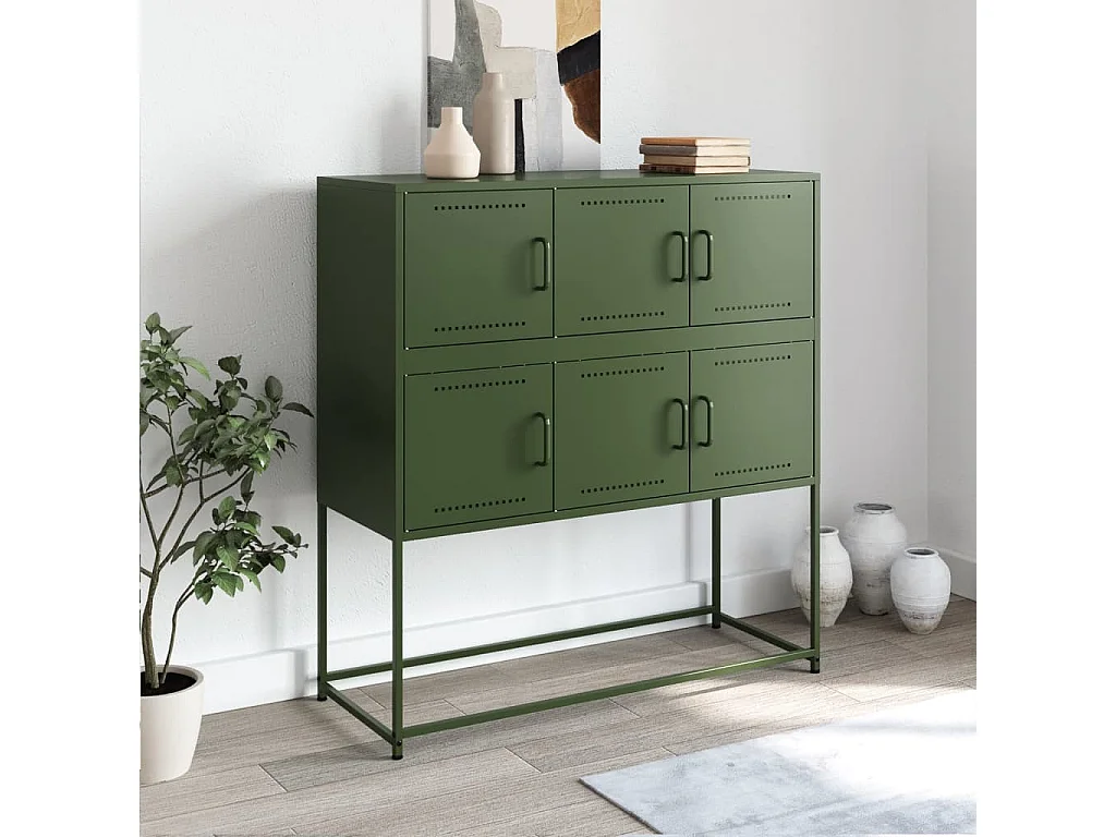 Buffet vert olive 100,5x39x107 cm acier