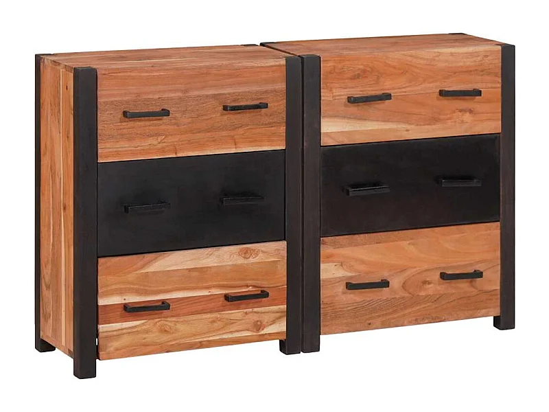 Vitrina 3 piezas Marrón 110 x 30 x 75 cm Madera maciza de Acacia