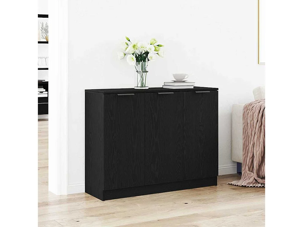 Buffet Noir 90,5 x 30 x 70 cm Bois d'ingénierie