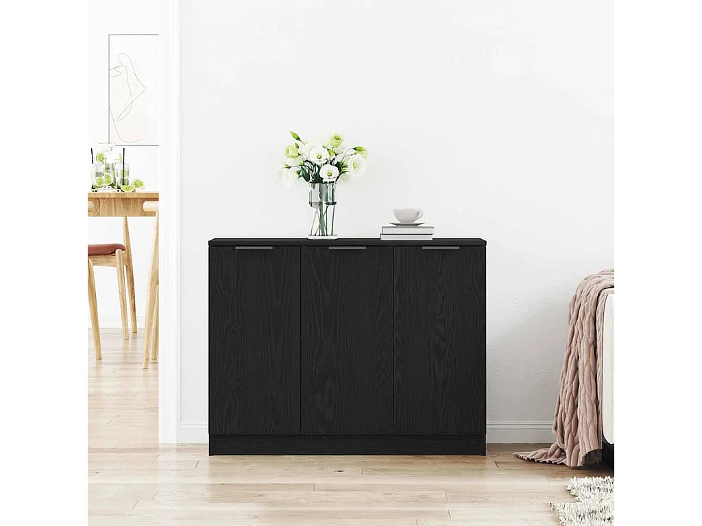 Buffet Noir 90,5 x 30 x 70 cm Bois d'ingénierie