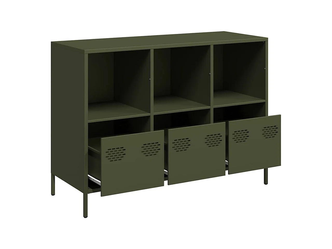 Buffet vert olive 101,5x39x73,5 cm acier laminé à froid