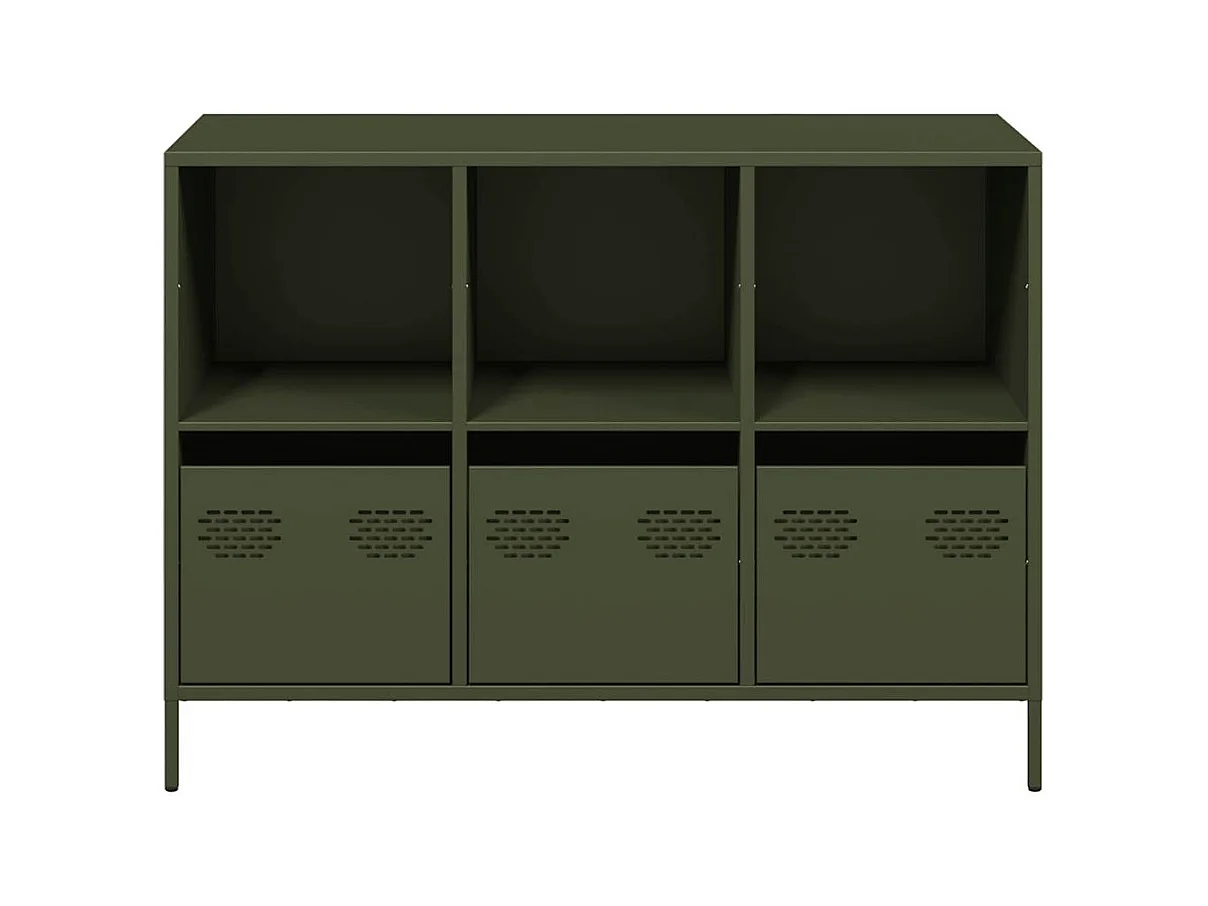 Buffet vert olive 101,5x39x73,5 cm acier laminé à froid