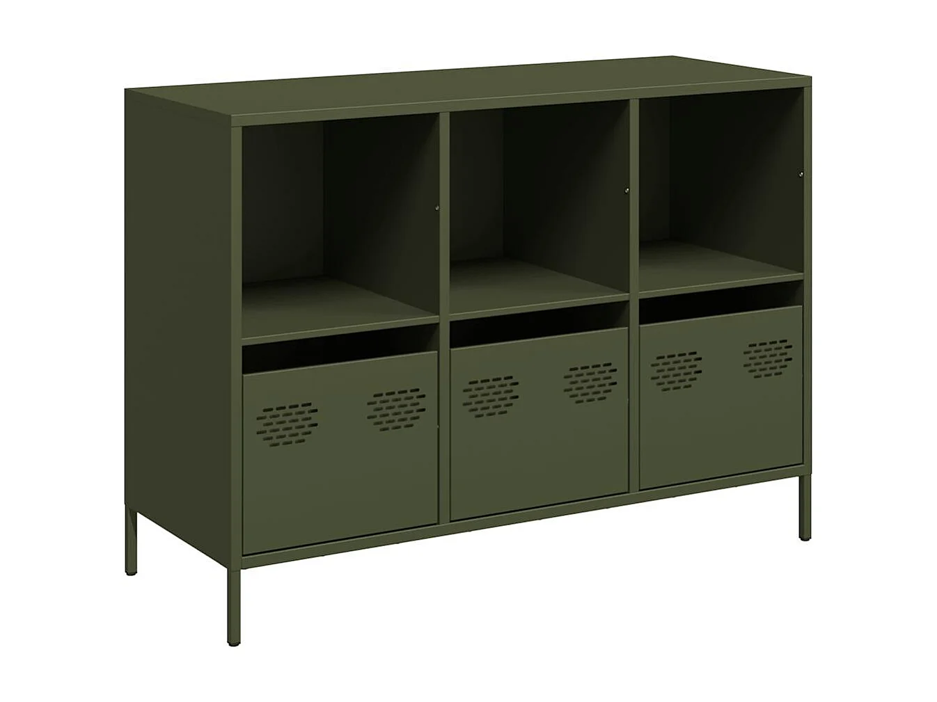 Buffet vert olive 101,5x39x73,5 cm acier laminé à froid