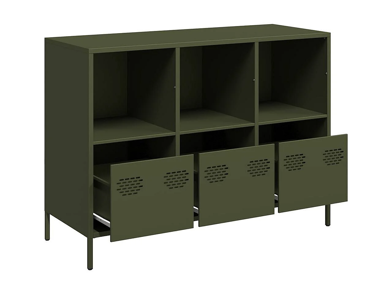 Buffet vert olive 101,5x39x73,5 cm acier laminé à froid