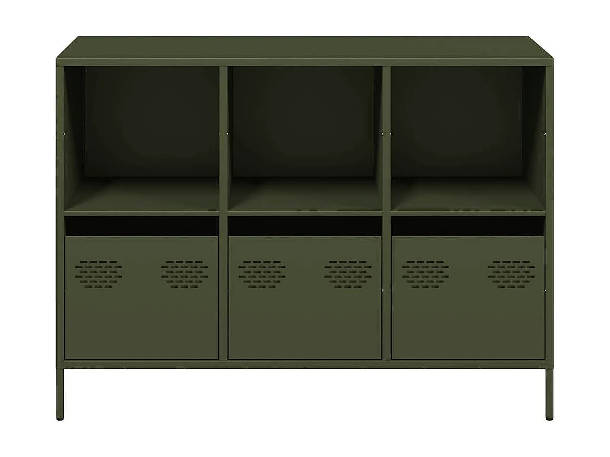 Buffet vert olive 101,5x39x73,5 cm acier laminé à froid