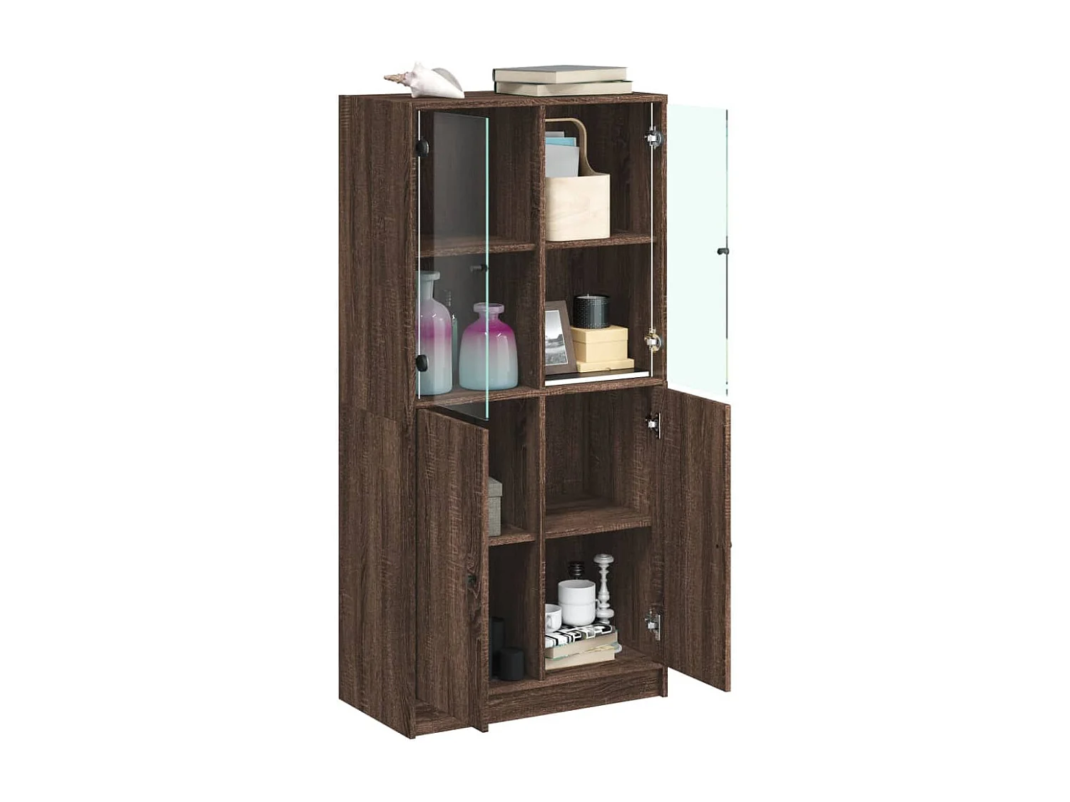 Buffet haut avec portes chêne marron bois d'ingénierie