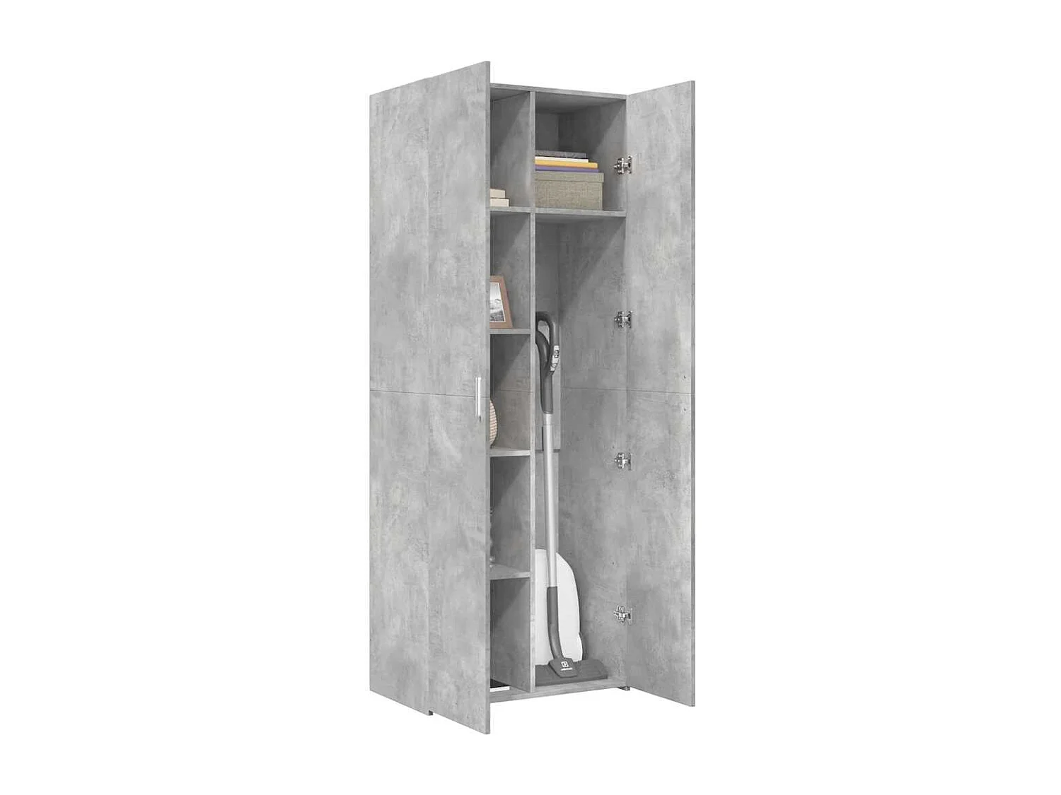 Buffet haut gris béton 70x42,5x185 cm bois d'ingénierie