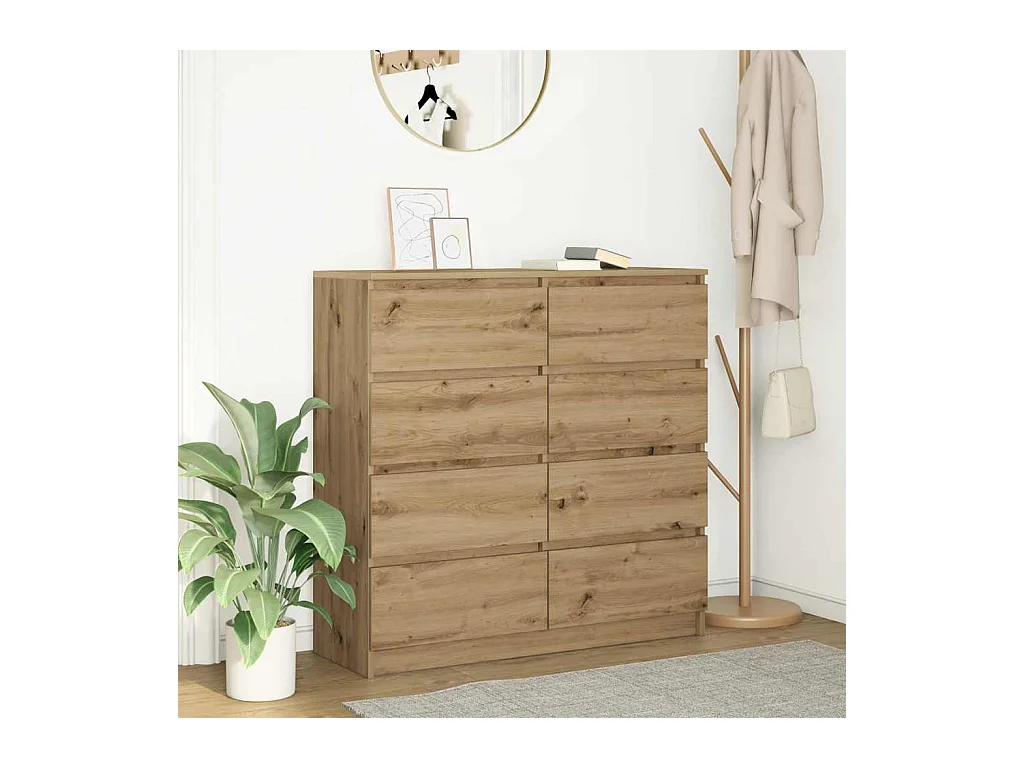 Buffet chêne artisanal 100x35x99 cm bois d'ingénierie