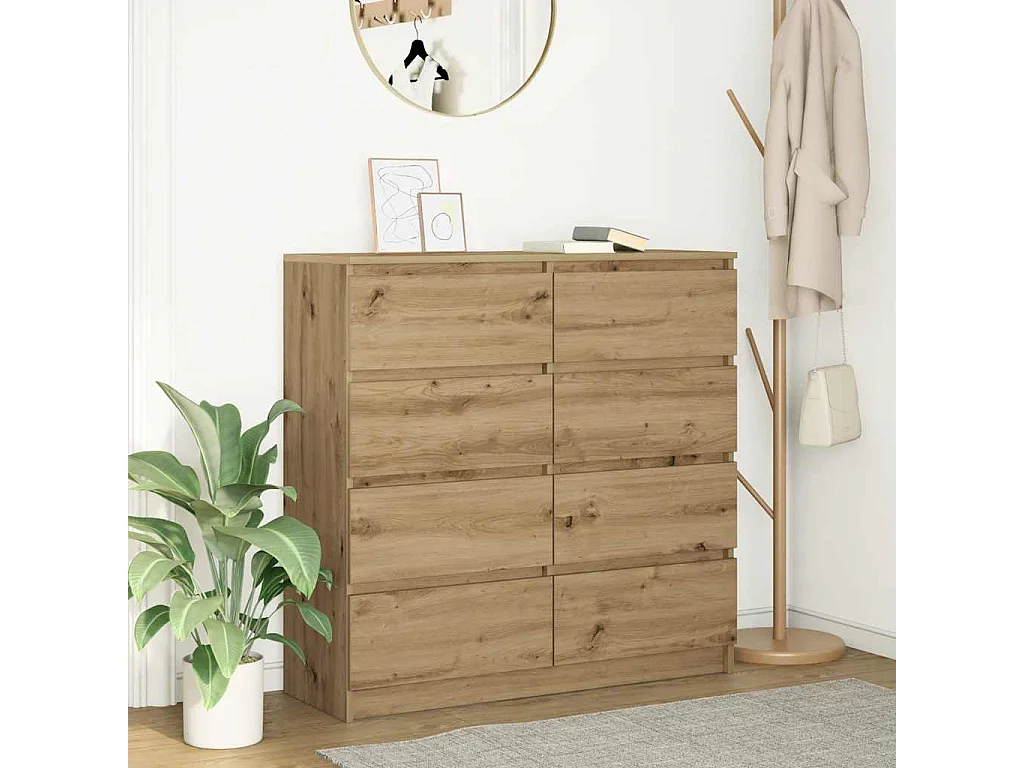 Buffet chêne artisanal 100x35x99 cm bois d'ingénierie