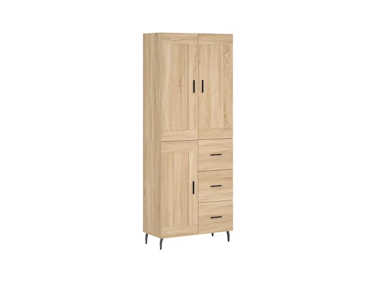 Aparador alto madera contrachapada color roble 69,5x34x180 cm
