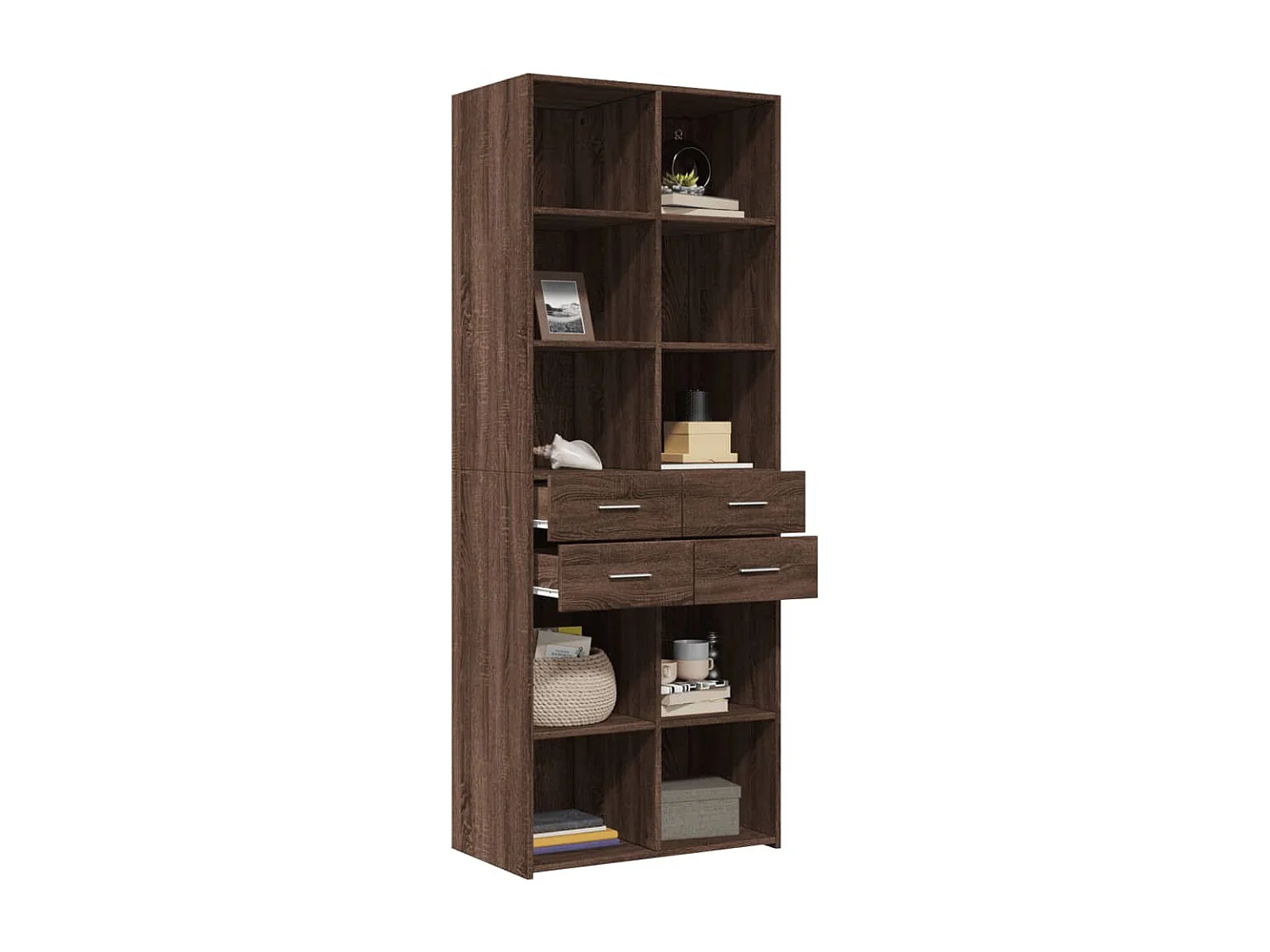 Buffet haut chêne marron 70x42,5x185 cm bois d'ingénierie