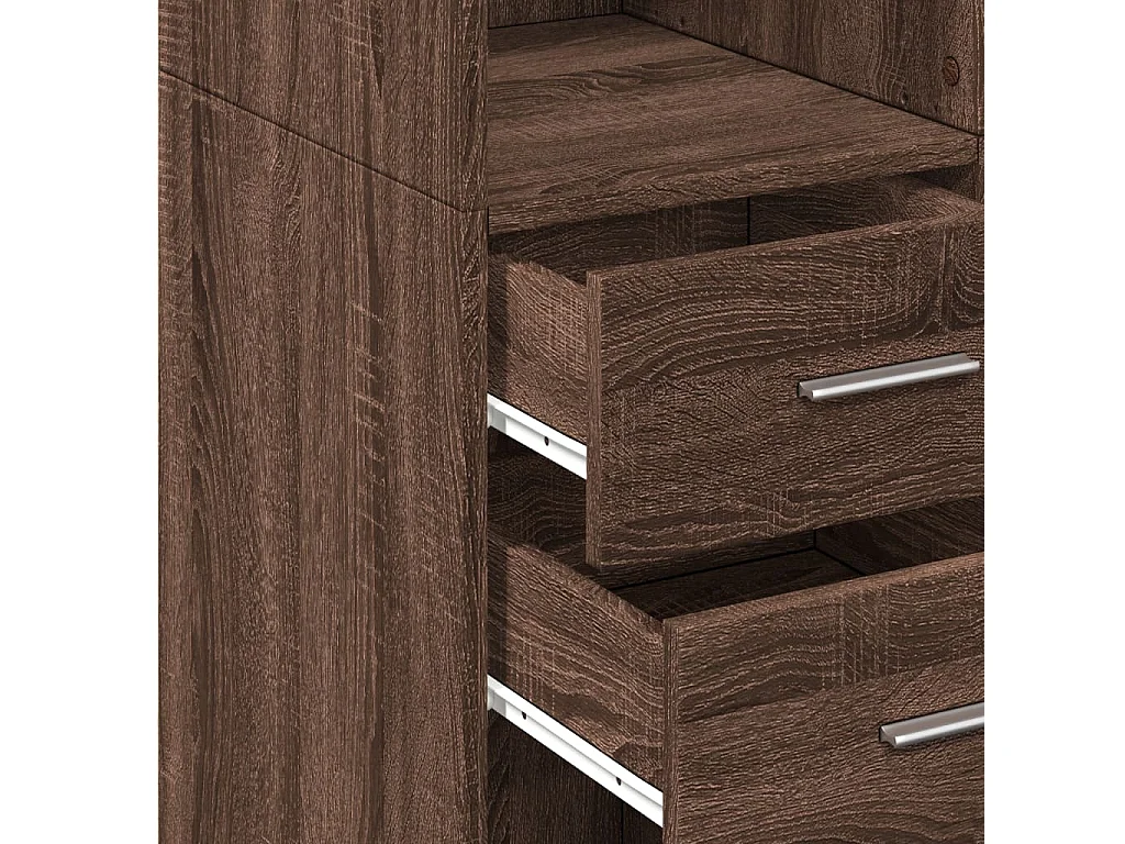 Buffet haut chêne marron 70x42,5x185 cm bois d'ingénierie