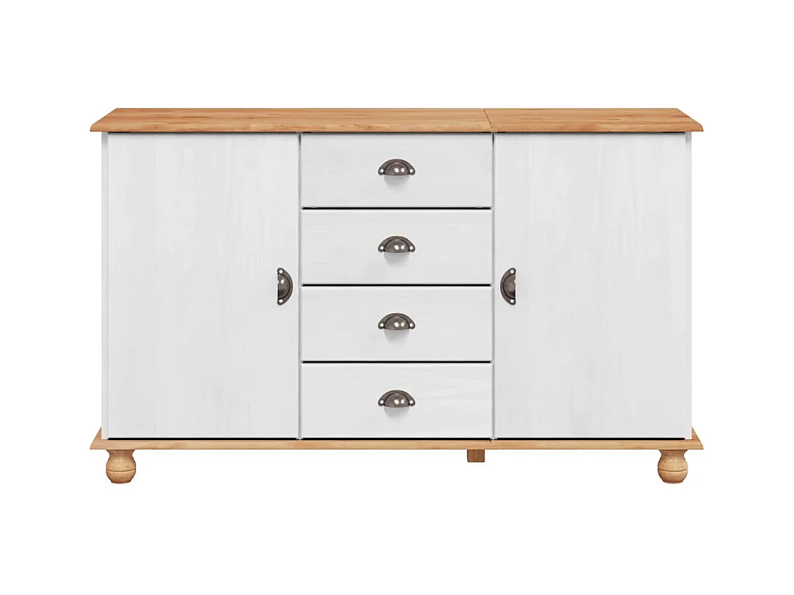 Buffet ASKIM Blanc 133,5 x 40 x 79 cm Bois massif en pin