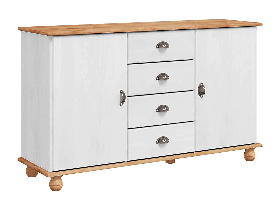 Buffet ASKIM Blanc 133,5 x 40 x 79 cm Bois massif en pin