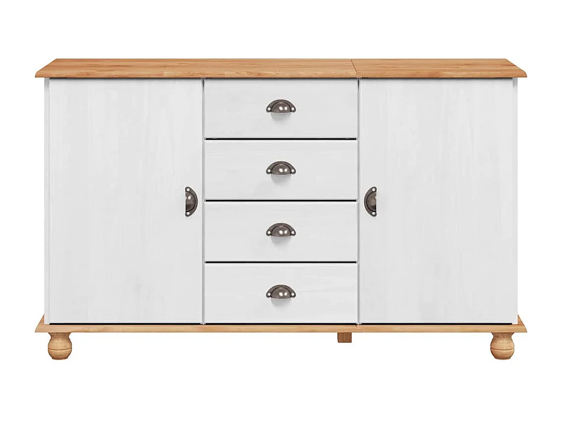 Buffet ASKIM Blanc 133,5 x 40 x 79 cm Bois massif en pin