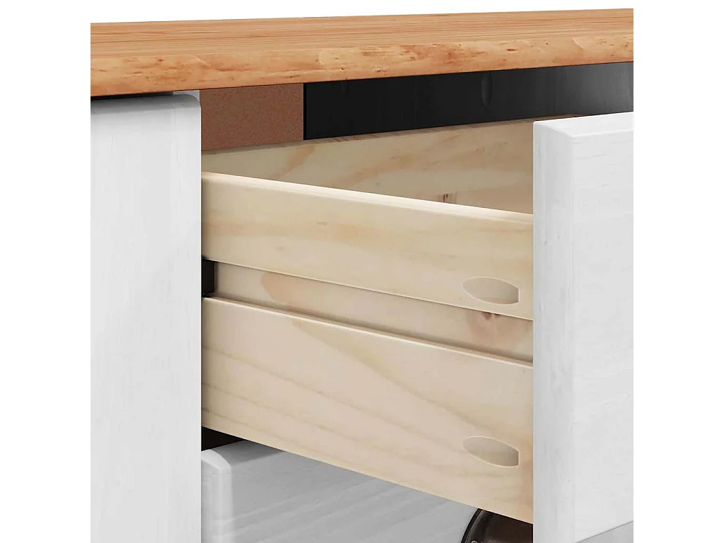 Buffet ASKIM Blanc 133,5 x 40 x 79 cm Bois massif en pin