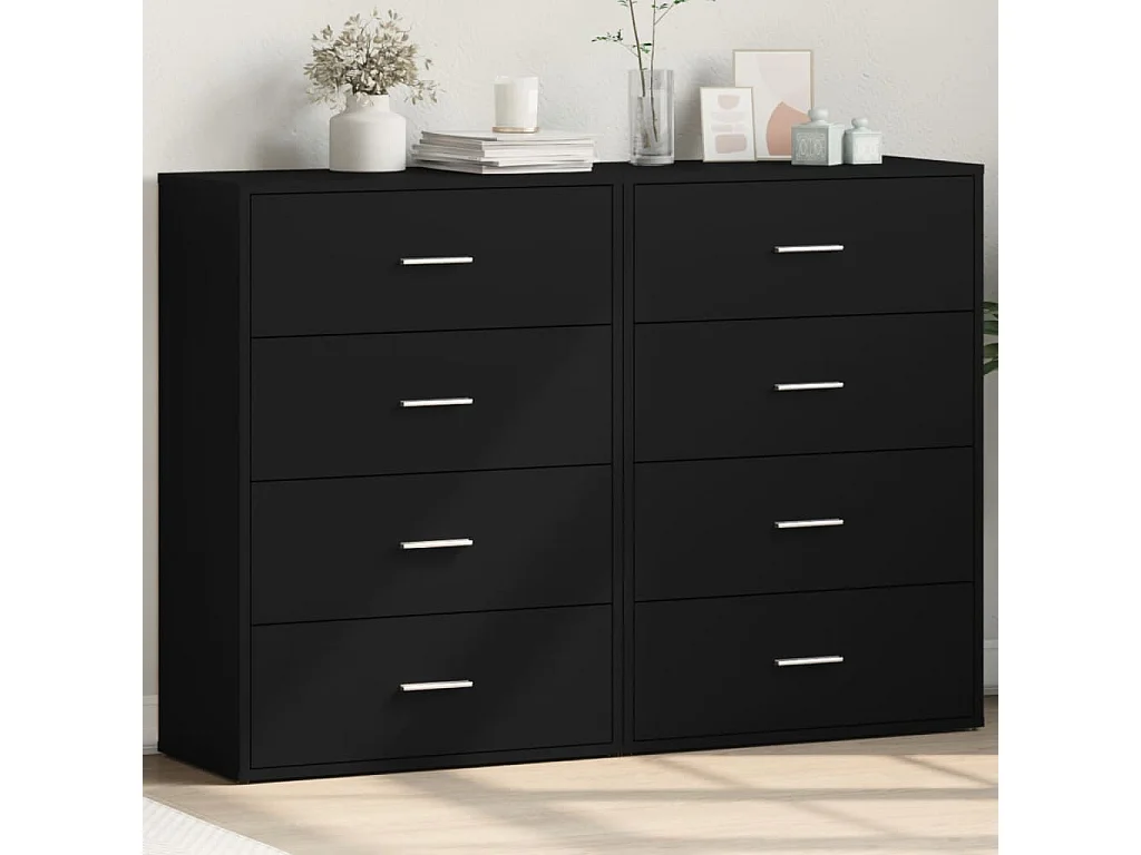 Buffets 2 pièces noir 60x31x84 cm bois d'ingénierie