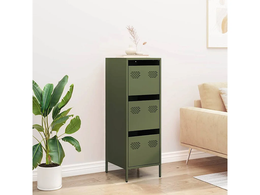 Buffet vert olive 39x35x103,5 cm acier