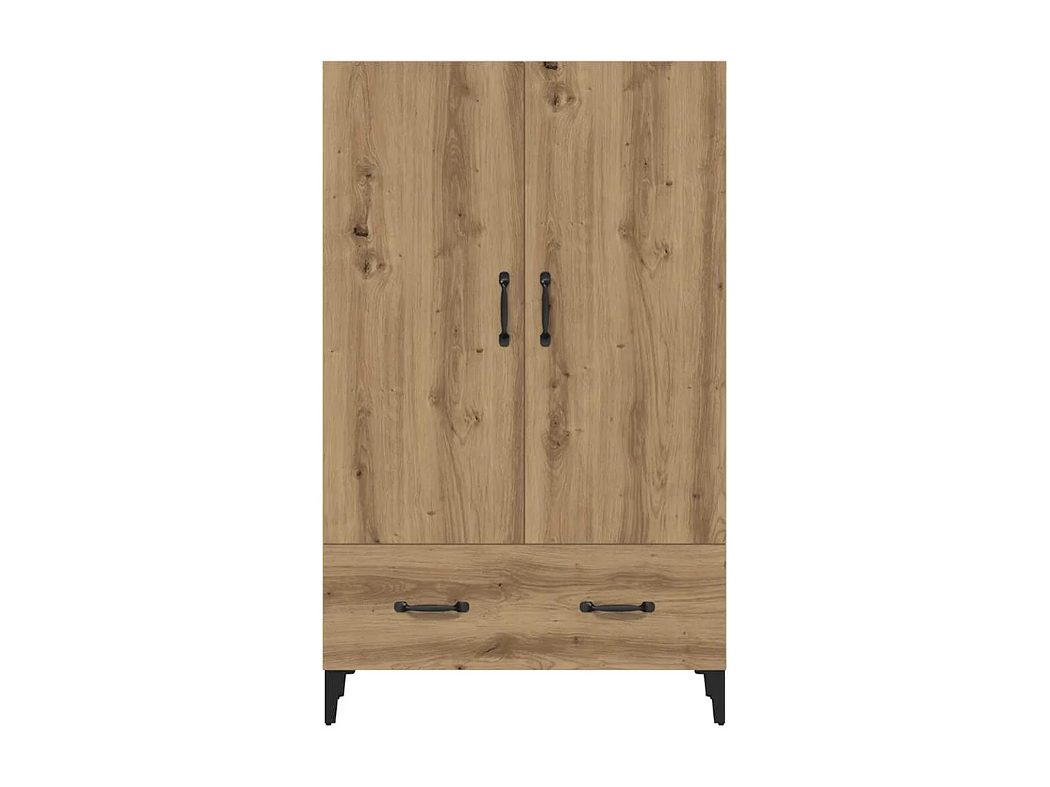 Hoge kast 70x31x115 cm bewerkt hout artisanaal eikenkleur