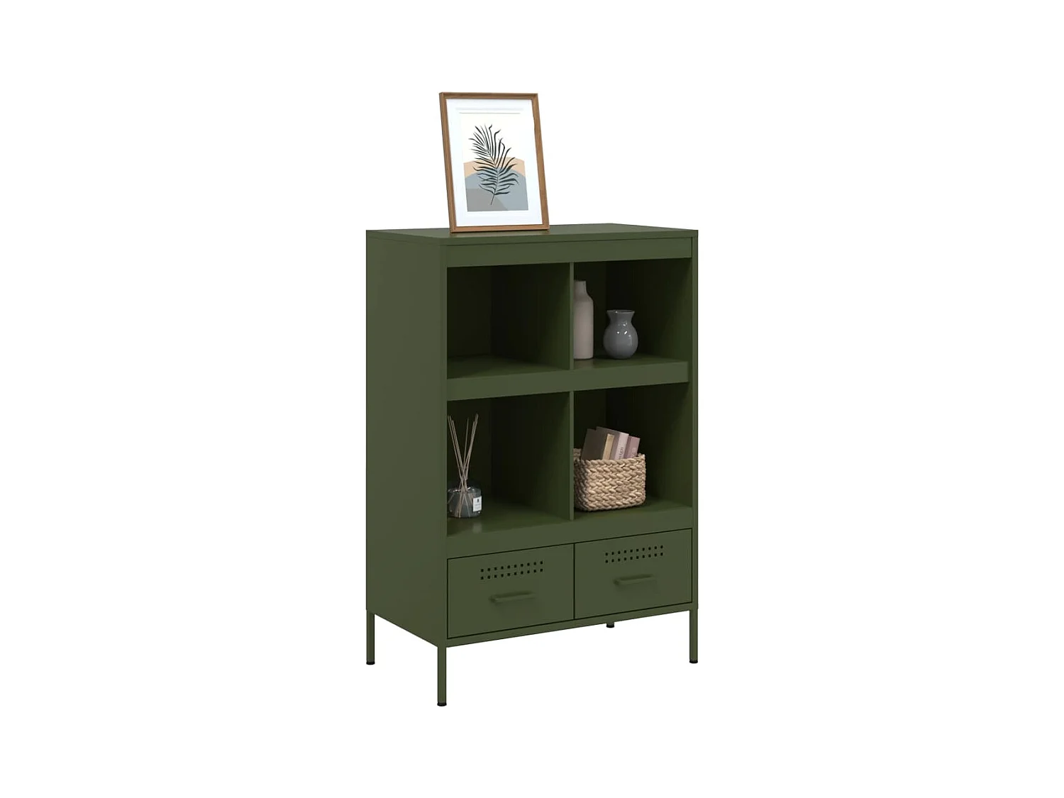 Buffet haut vert olive 68x39x101,5 cm acier