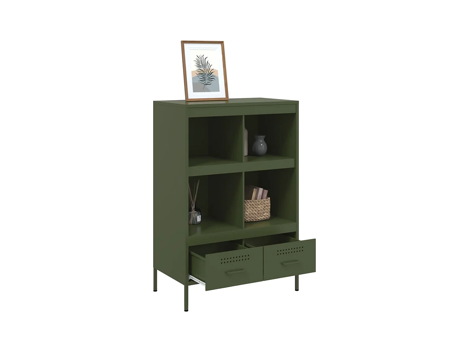 Buffet haut vert olive 68x39x101,5 cm acier