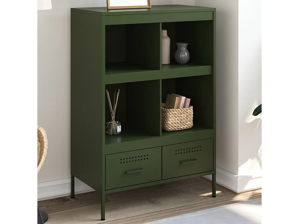 Buffet haut vert olive 68x39x101,5 cm acier