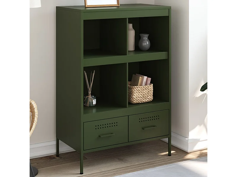 Buffet haut vert olive 68x39x101,5 cm acier