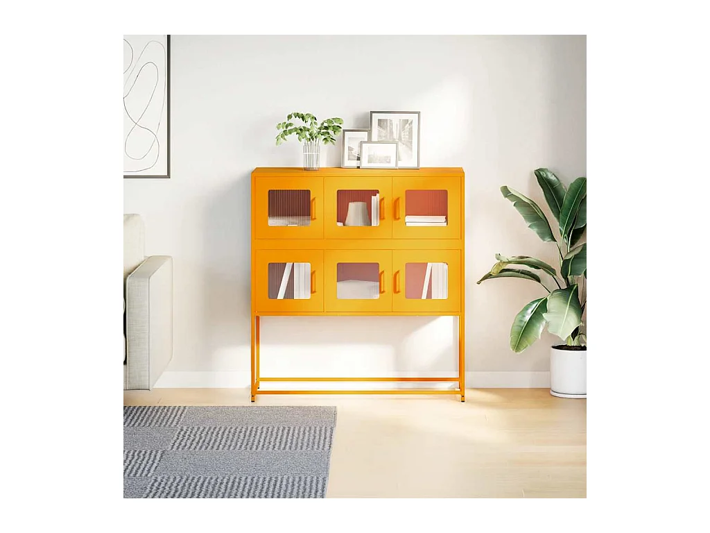 Buffet jaune moutarde 100,5x39x107 cm acier laminé à froid