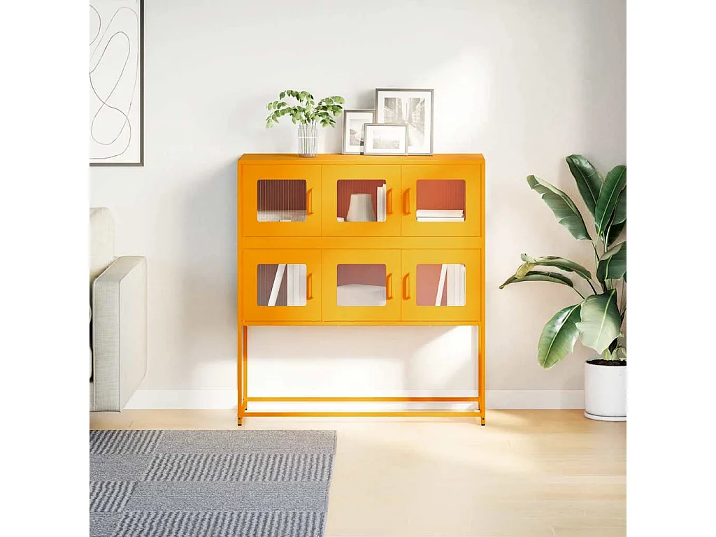 Buffet jaune moutarde 100,5x39x107 cm acier laminé à froid