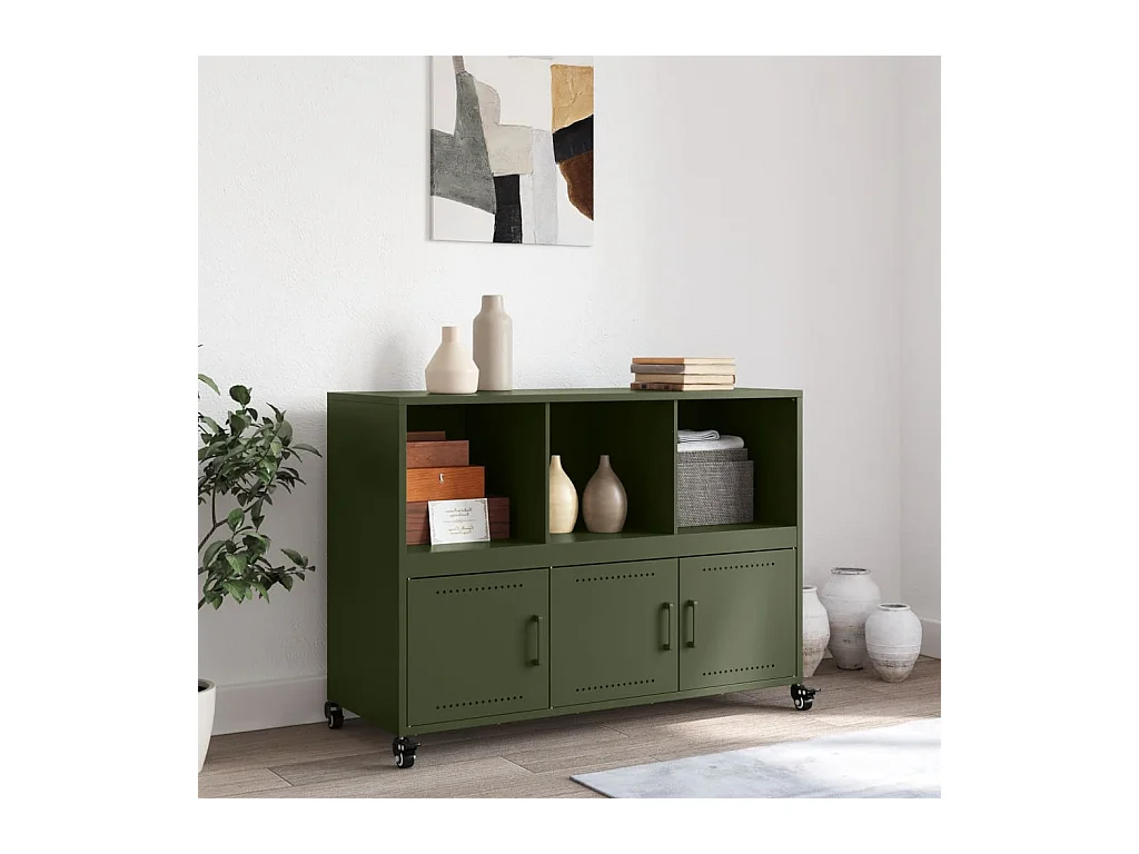 Buffet vert olive 100,5x39x72 cm acier