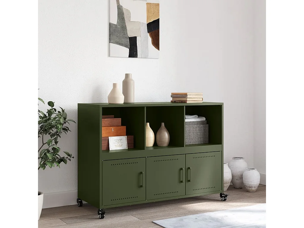 Buffet vert olive 100,5x39x72 cm acier