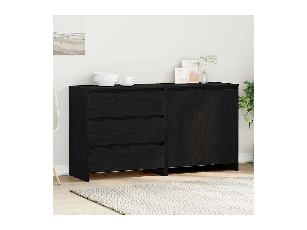 Buffet avec tiroir 2 pièces Noir 70 x 41 x 75 cm Bois d'ingénierie