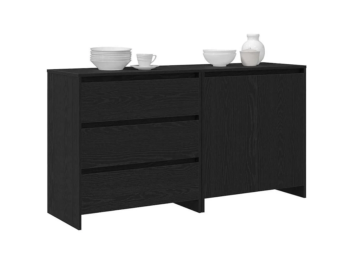 Buffet avec tiroir 2 pièces Noir 70 x 41 x 75 cm Bois d'ingénierie
