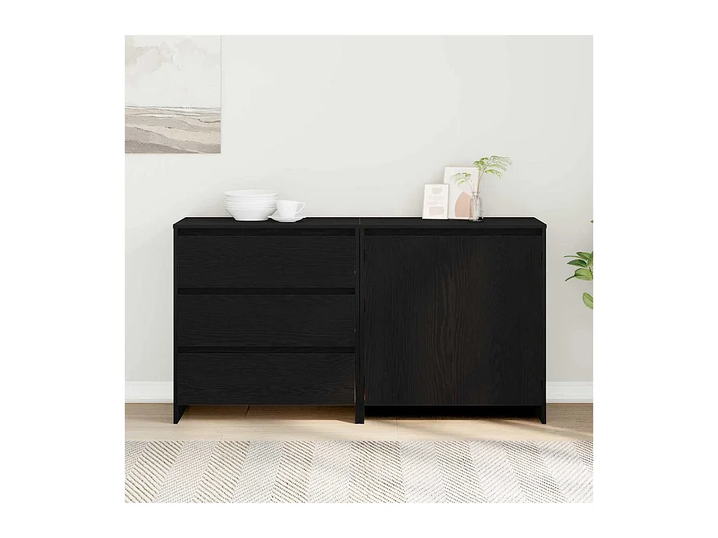 Buffet avec tiroir 2 pièces Noir 70 x 41 x 75 cm Bois d'ingénierie