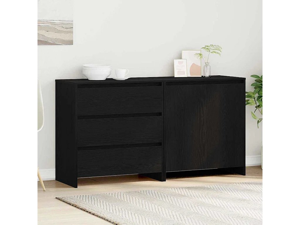 Buffet avec tiroir 2 pièces Noir 70 x 41 x 75 cm Bois d'ingénierie