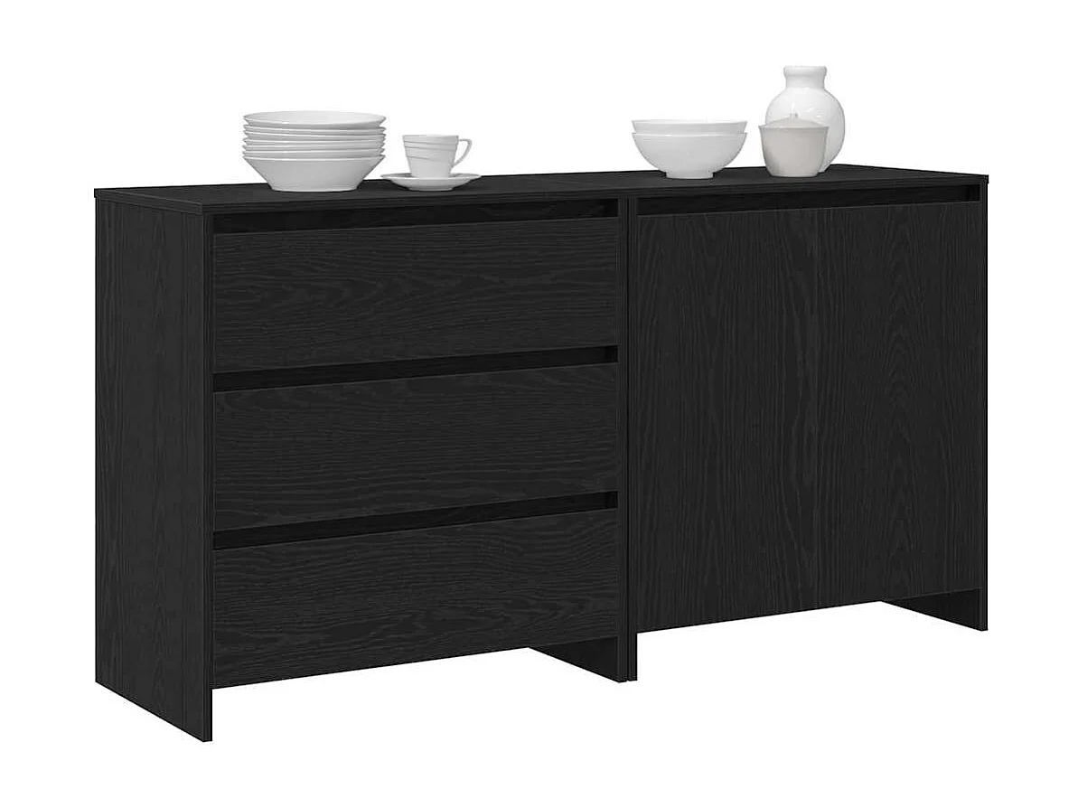 Buffet avec tiroir 2 pièces Noir 70 x 41 x 75 cm Bois d'ingénierie