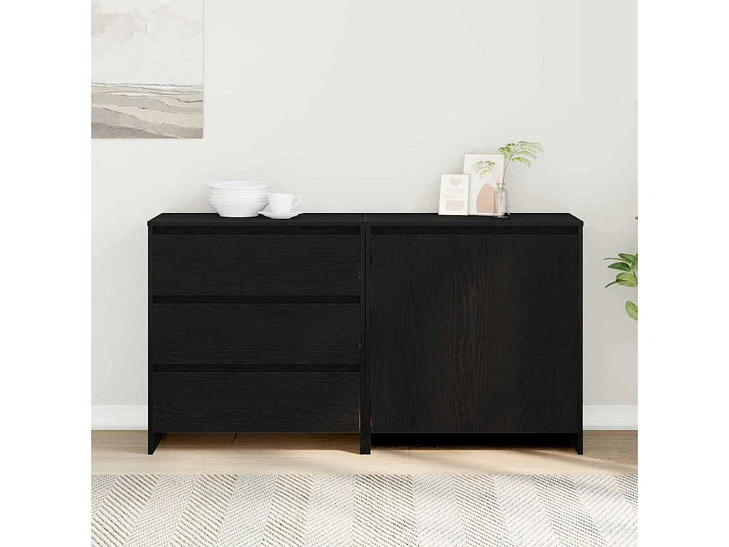Buffet avec tiroir 2 pièces Noir 70 x 41 x 75 cm Bois d'ingénierie