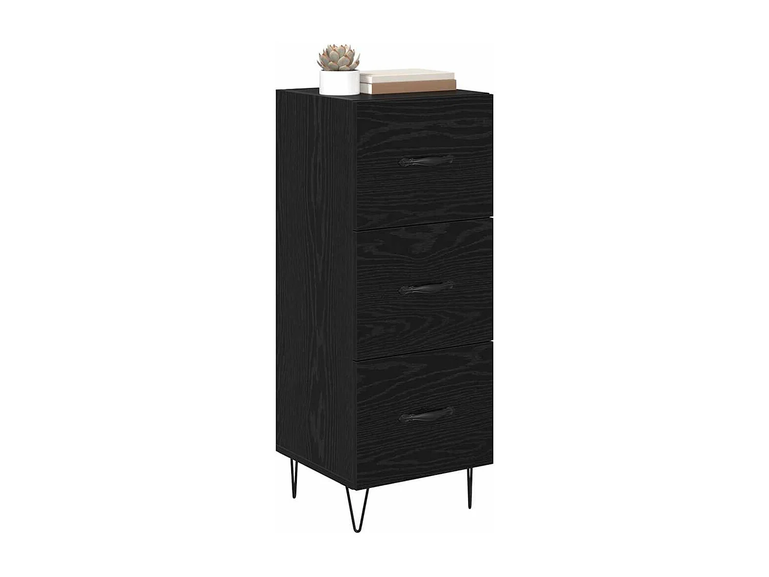 Dressoir met lade Zwart eiken 34 x 34,5 x 90 cm Bewerkt hout