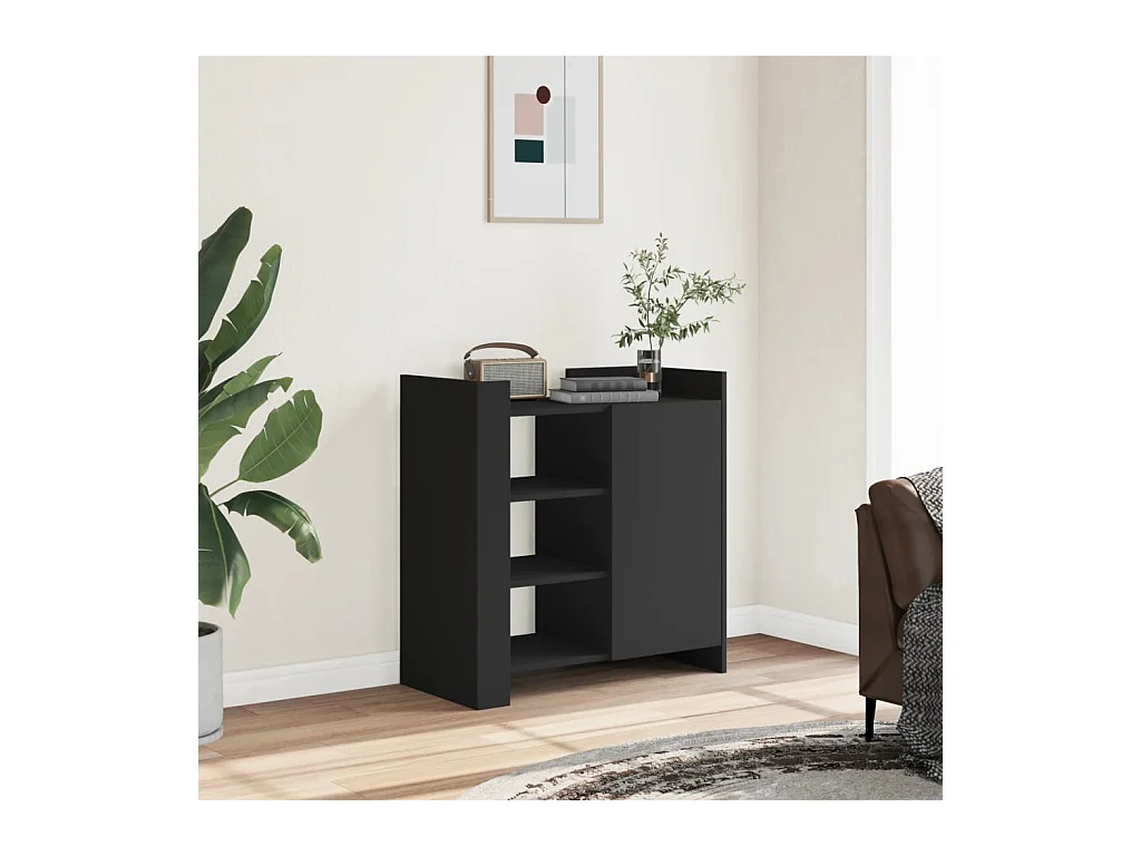 Buffet noir 73,5x35x75 cm bois d'ingénierie