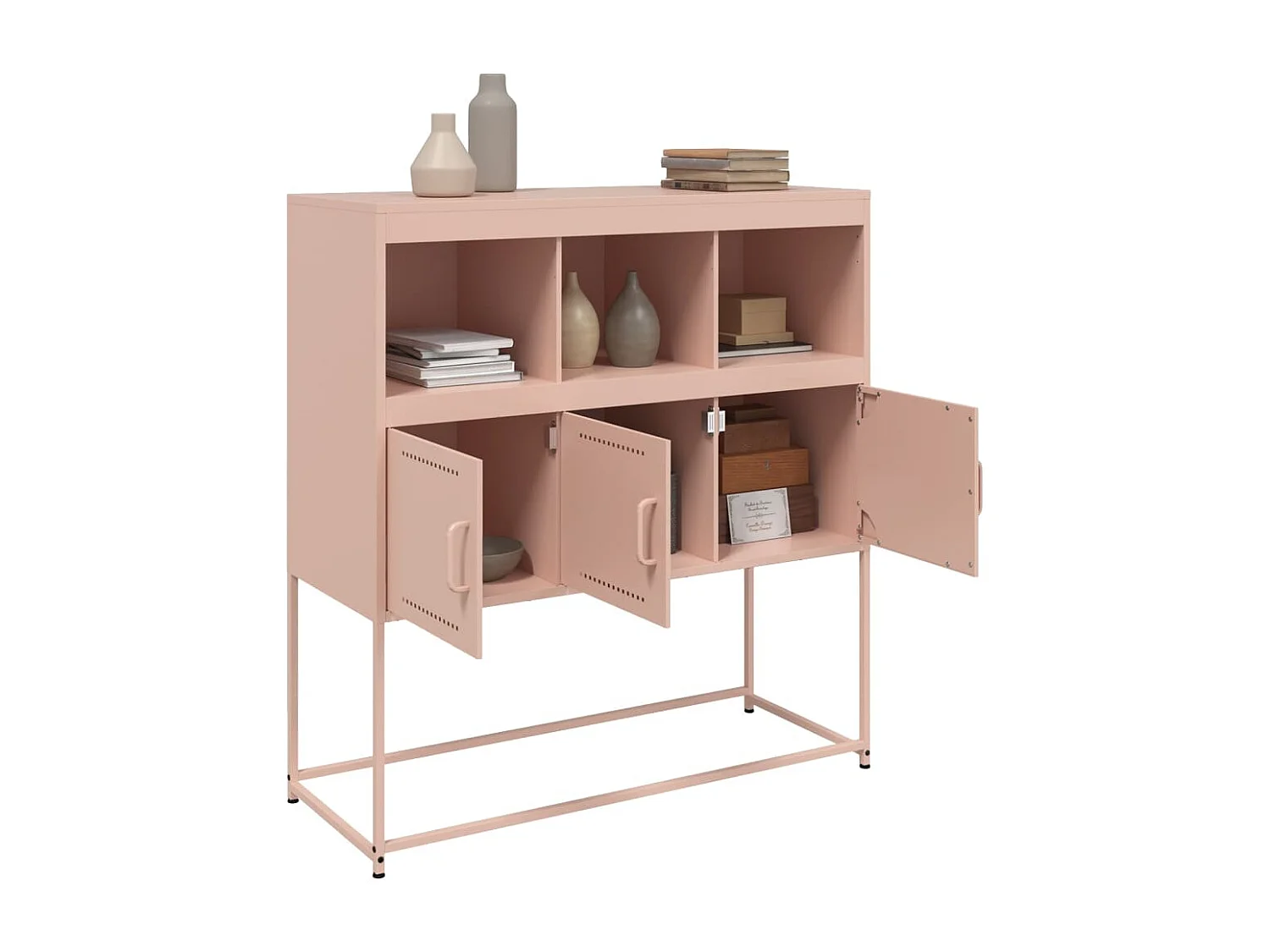 Buffet rose 100,5x39x107 cm acier