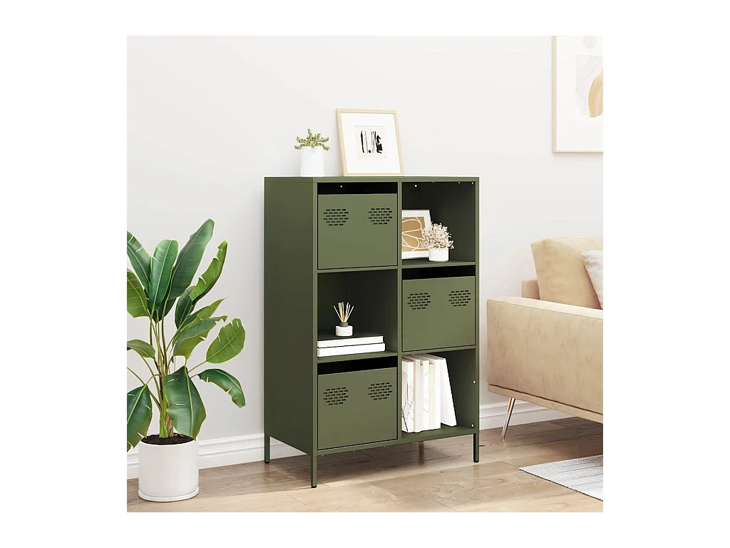 Buffet haut vert olive 68x39x103,5 cm acier
