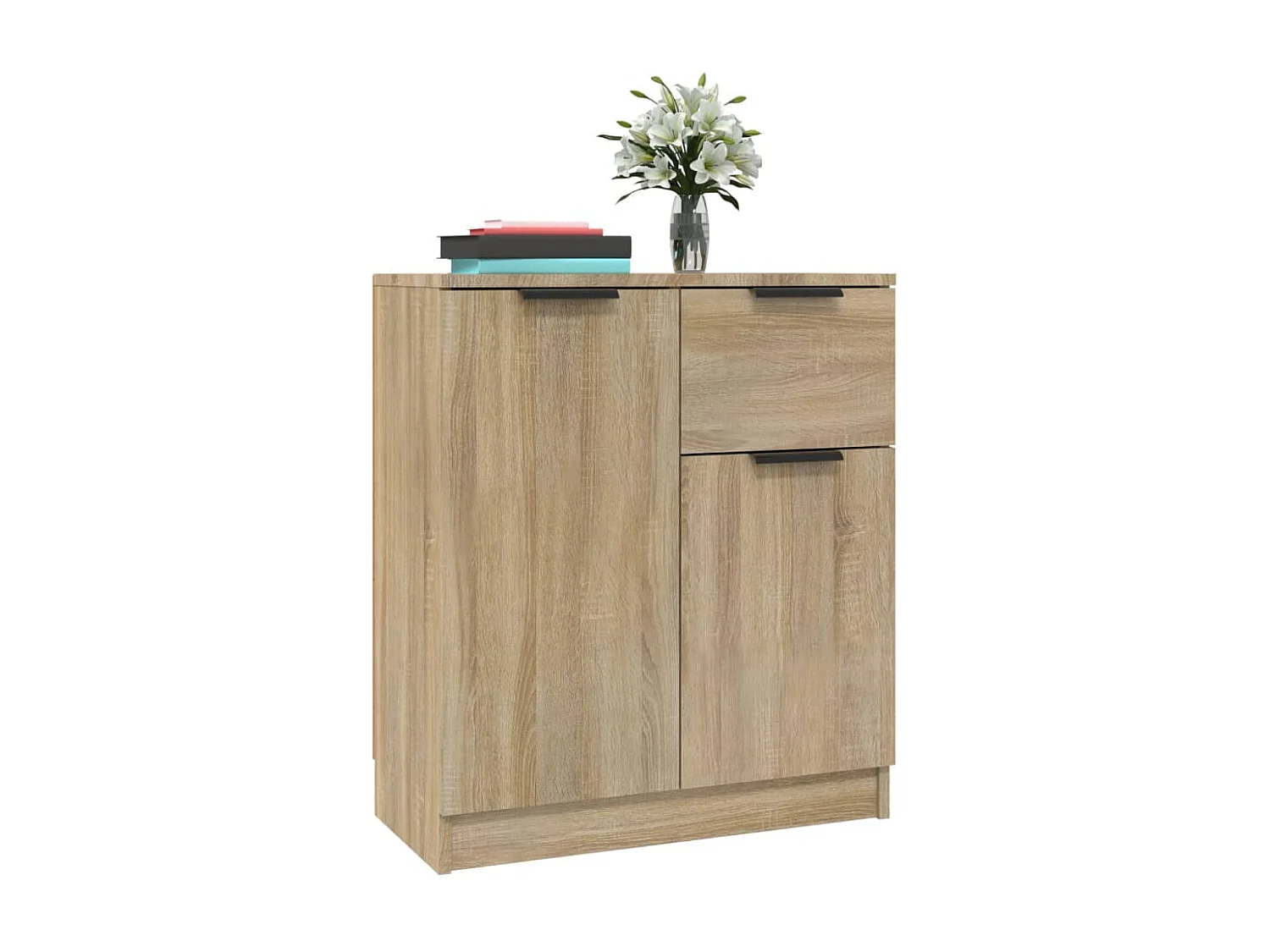 Aparadores 2 uds madera contrachapada roble Sonoma 60x30x70 cm