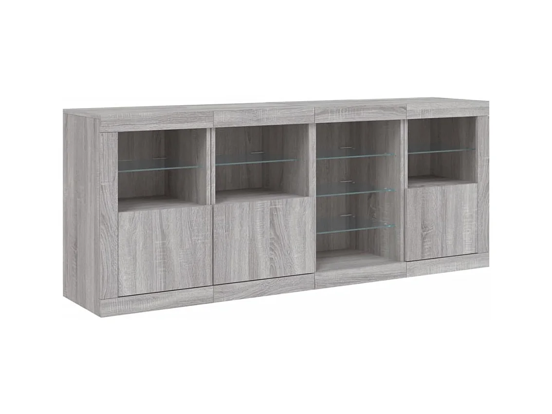 Buffet avec lumières LED sonoma gris 164x37x67 cm