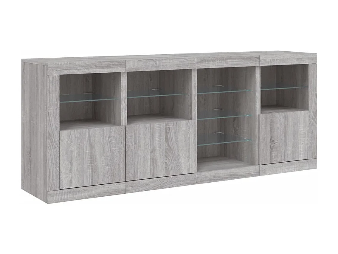 Buffet avec lumières LED sonoma gris 164x37x67 cm