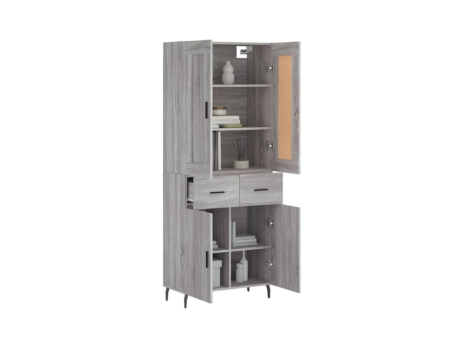 Buffet haut Sonoma gris 69,5x34x180 cm Bois d'ingénierie