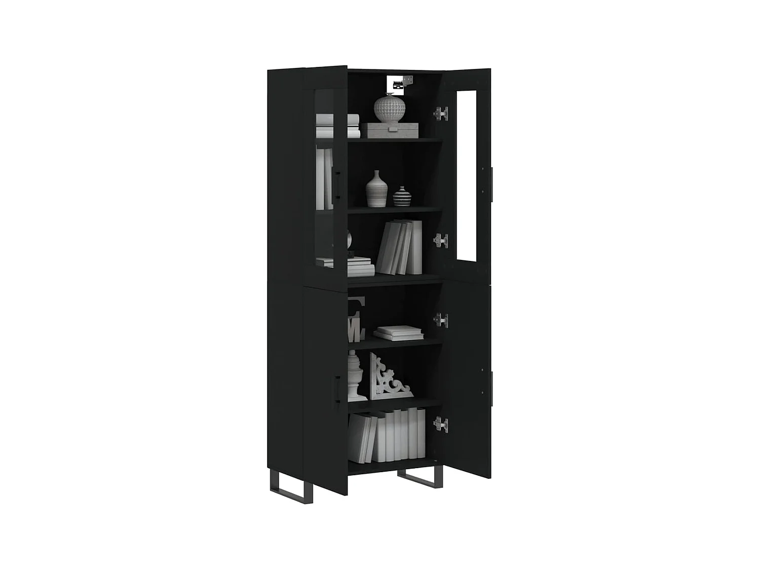 Buffet haut Noir 69,5x34x180 cm Bois d'ingénierie