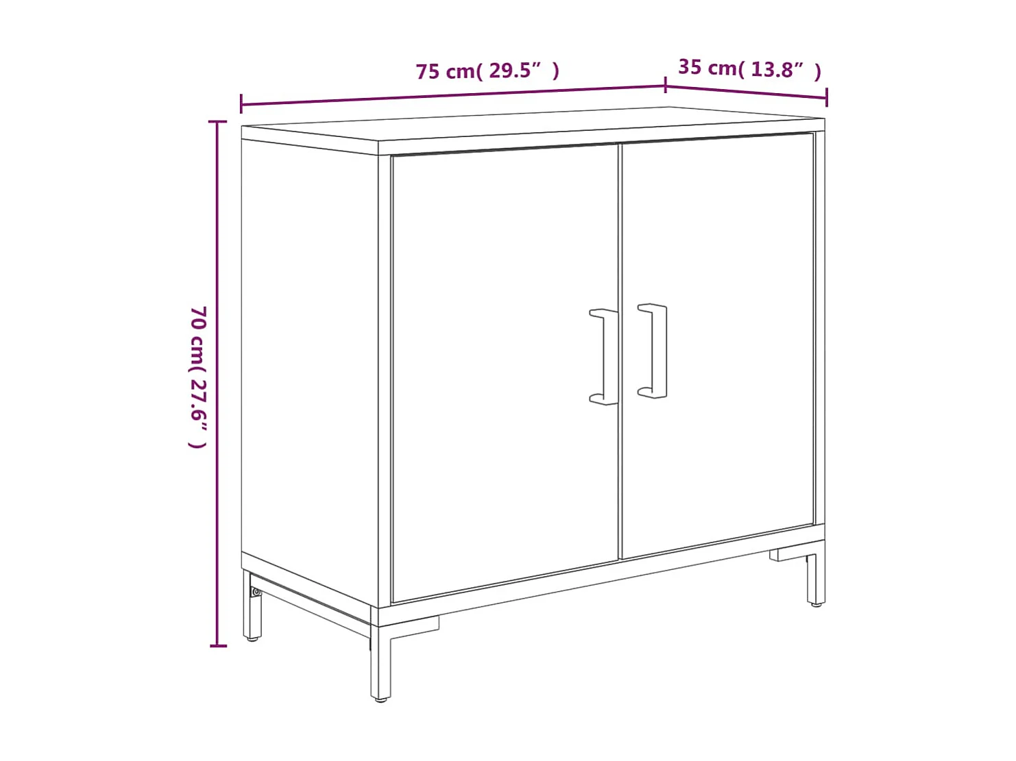 Buffet Marron 75x35x70 cm Bois de pin massif