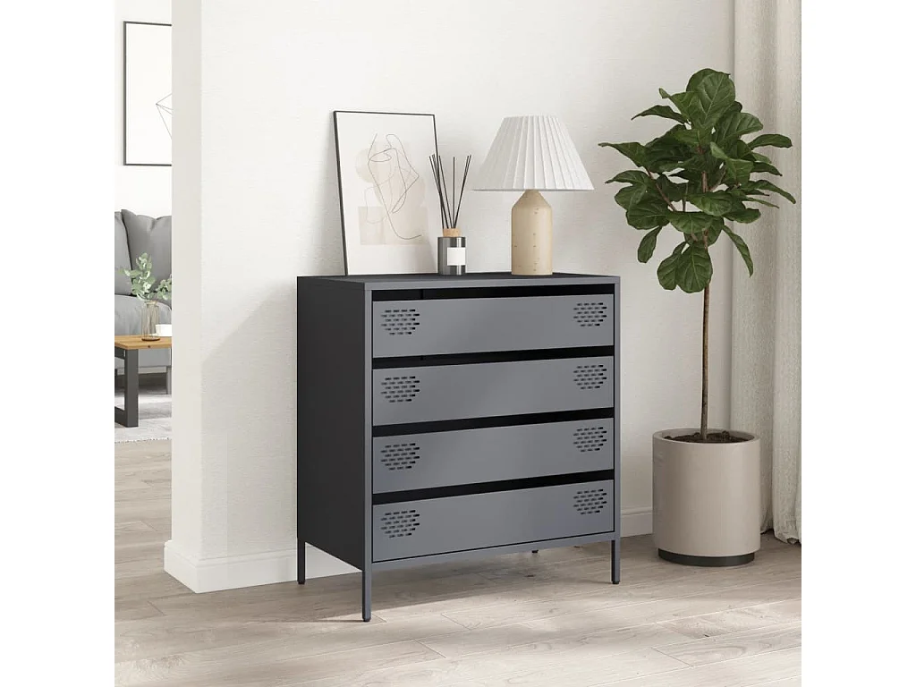 Buffet anthracite 68x39x73,5 cm acier laminé à froid