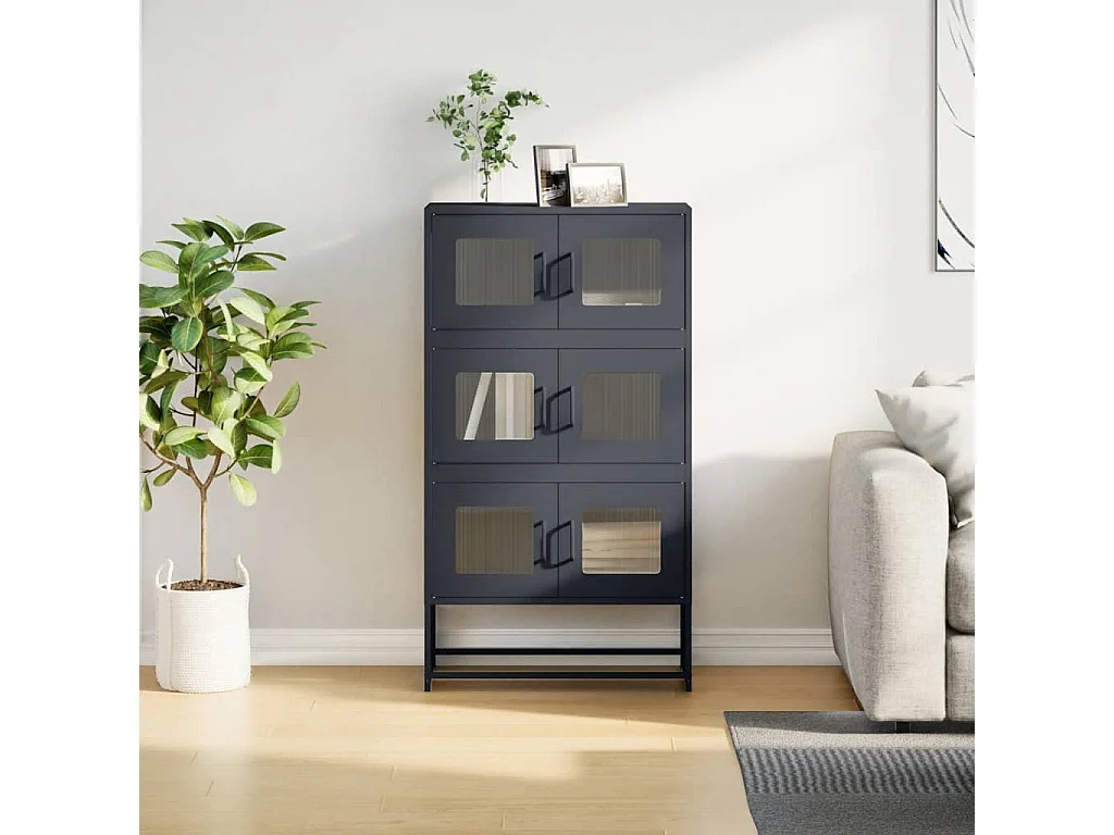 Buffet haut anthracite 68x39x123 cm acier